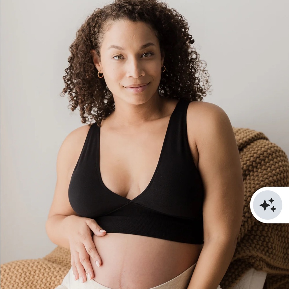 NWT Kindred Sublime® Bamboo Maternity & Nursing Plunge Bra, Black, Sz Med - Reg